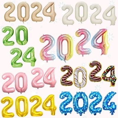 2024 Balloons, 2024 Foil Number Balloons,2024 Balloons New Year, Large 2024 Mylar Balloons for 2024 New Years Eve Party Supplies Festival Birthday Anniversary Graduation Decorations miniinthebox