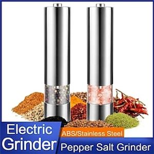 NEW Electric Pepper Salt Grinder Stainless Steel Automatic Herb Spice Muller Adjustable Coarseness Mill Spice Stonego Gadget Kitchen Accessories 1PC Lightinthebox