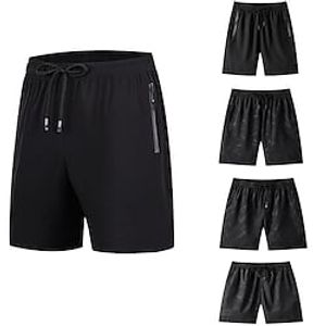 Men's Active Shorts Drawstring Elastic Waist Zipper Pocket Solid Color Comfort Breathable Knee Length Casual Daily Going out Stylish Simple 1 2 Micro-elastic miniinthebox
