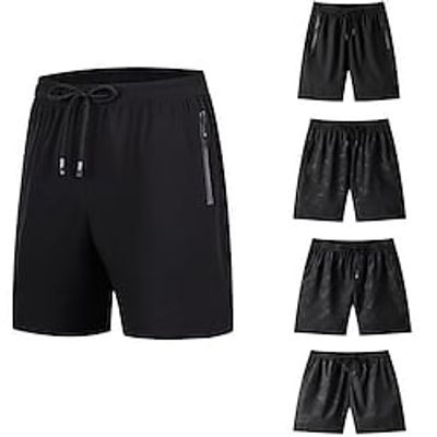 Men's Active Shorts Drawstring Elastic Waist Zipper Pocket Solid Color Comfort Breathable Knee Length Casual Daily Going out Stylish Simple 1 2 Micro-elastic miniinthebox