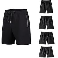 Men's Active Shorts Drawstring Elastic Waist Zipper Pocket Solid Color Comfort Breathable Knee Length Casual Daily Going out Stylish Simple 1 2 Micro-elastic miniinthebox - thumbnail