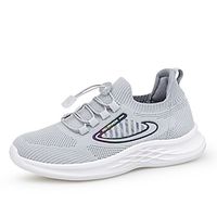 Women's Slip-Ons Flyknit Shoes Outdoor Walking Hollow Out Flat Heel Round Toe Casual Walking Shoes Mesh Tissage Volant Elastic Band Solid Color Black Light Grey Lightinthebox - thumbnail