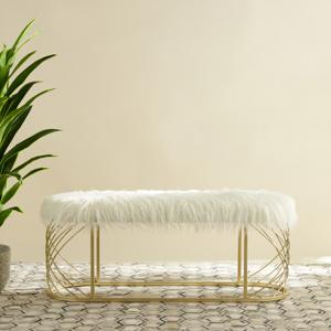 Metallic Plush Textured Bench - 120x40x48 cms