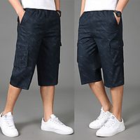 Men's Cargo Shorts Hiking Shorts Stripes Summer Outdoor Loose Ripstop Quick Dry Multi Pockets Breathable Cotton Below Knee Capri Pants Bottoms Army Green Black Light Grey Work Hunting Fishing XL XXL Lightinthebox - thumbnail
