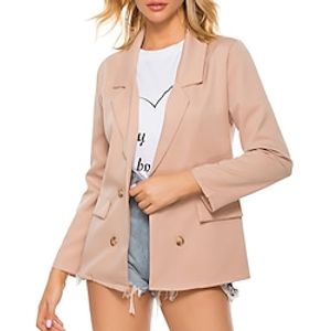Women's Blazer Outdoor Street Daily Spring Summer Regular Coat Regular Fit Breathable Streetwear Elegant Jacket Long Sleeve Solid Color Pocket Black Blue Red Lightinthebox