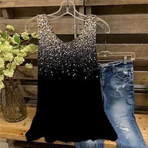 Women's Plus Size Tops Tank Top Color Gradient Print Sleeveless Crew Neck Streetwear Casual Holiday Daily Vacation Polyester Spring Summer Green Blue Lightinthebox