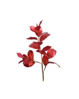 Kaemingk Decoris Spray On Stem Polyester Glitter Leaves Red