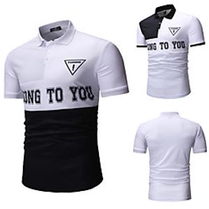 Men's Polo Other Prints Letter Short Sleeve Casual Tops Cotton Casual Classic Collar Black miniinthebox