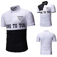 Men's Polo Other Prints Letter Short Sleeve Casual Tops Cotton Casual Classic Collar Black miniinthebox - thumbnail
