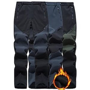 Men's Hiking Pants Trousers Fleece Lined Pants Softshell Pants Winter Outdoor Thermal Warm Windproof Water Resistant Multi Pockets Pants  Trousers Bottoms Elastic Waist Zipper Pocket Army Green Grey Lightinthebox