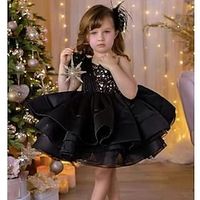 Kids Girls' Party Dress Solid Color Sleeveless Formal Performance Special Occasion Elegant Beautiful Polyester Above Knee Party Dress Summer Spring Fall 2-9 Years Black Red Blue Lightinthebox - thumbnail