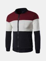 Men's Spring Baseball Collar British Style Color Splicing Patchwork Cotton Blend Jacket - thumbnail