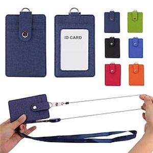Retractable Lanyards ID Badge Holder Leather Bus Pass Case Cover Men Women's Bank Credit Card Holder Strap Cardholder Lightinthebox