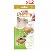 Catit Creamy Superfood Treats, Chicken Recipe With Coconut & Kale, 12Pack - thumbnail