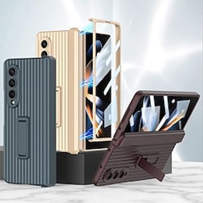Phone Case For Samsung Galaxy Flip Z Fold 4 and Screen Protector with Stand Magnetic Solid Colored Tempered Glass PC Lightinthebox