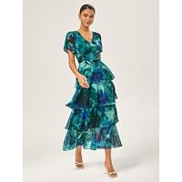 Flowy Multicolor Tiered Chiffon Dress