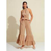 Ruffle High Neck Mid Waist Sleeveless Sets