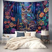 Naive Art Owl Hanging Tapestry Wall Art Large Tapestry Mural Decor Photograph Backdrop Blanket Curtain Home Bedroom Living Room Decoration Lightinthebox