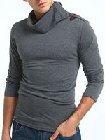 Men Turtleneck Plain Long Sleeve T-Shirt - thumbnail