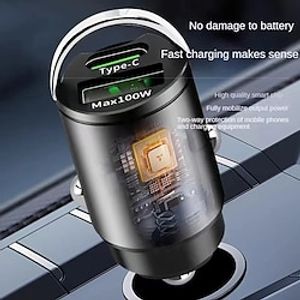 Car Charger USB Type-C Fast Charging Metal Pull Ring Mini Car Charger Lighter Socket Adpter Car Accessories Lightinthebox