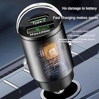 Car Charger USB Type-C Fast Charging Metal Pull Ring Mini Car Charger Lighter Socket Adpter Car Accessories Lightinthebox - thumbnail