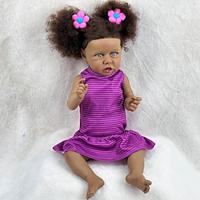 22 inch Black Dolls Reborn Doll Baby Toddler Toy Doll Reborn Baby Doll Baby Baby Girl African Doll Reborn Baby Doll Saskia Newborn lifelike Gift Hand Made Non Toxic Vinyl W-05022 with Clothes and Lightinthebox - thumbnail