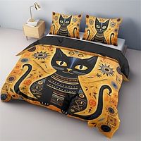 Vintage Cats Bedding Set Duvet Cover weight  Heavy And Soft Three Piece Set Suitable For Adults And Children Two Piece Set Big Bed Small Bedding Set Halloween Christmas Hot Bedding Lightinthebox - thumbnail
