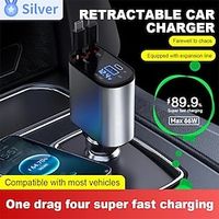 Starfire Metal Retractable Car Charger Super Fast Charging 100w Car Cigarette Lighter Usb Port Adapter Car Charger With Cable miniinthebox - thumbnail