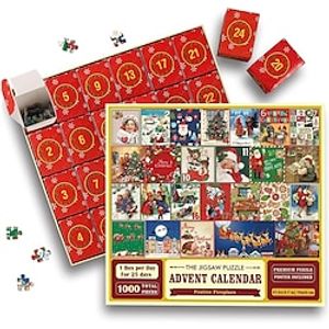 Jigsaw Puzzle Christmas Puzzle Advent Calendar 1000 Piece for Adult, Holiday Jigsaw Puzzle Advent Calendar 2023, Winter Puzzle for Adult 1000 Piece miniinthebox