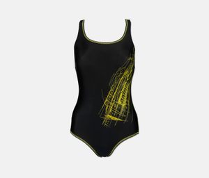 Womens Drawy One Piece Swimwear  Black/Yellow