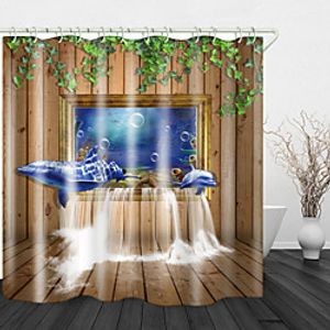 3D Plank Ocean Print Waterproof Fabric Shower Curtain For Bathroom Home Decor Covered Bathtub Curtains Liner Includes With Hooks 72 Inch miniinthebox