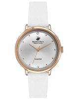 Beverly Hills Polo Club Women's Quartz Movement Watch, Analog Display and Leather Strap - BP3174C.433, White