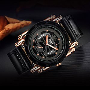 Oulm Men's Sport Watch Analog Quartz Casual Hollow Engraving  One Year  Genuine Leather Lightinthebox