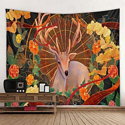 Wall Tapestry Wall Hanging Art Deco Blanket Curtain Hanging at Home Bedroom Living Room Decoration Mural Deer Lightinthebox