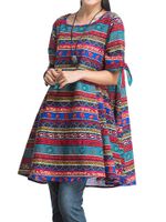 O-NEWE Folk Style Geometric Printed A-Line Dress