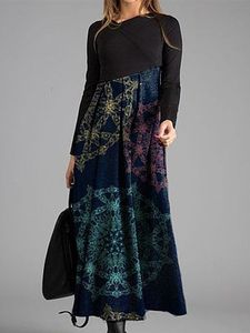 Casual Floral Tunic Oblique Neckline A-line Dress