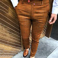 Men's Fashion Streetwear Chinos Trousers Pocket Pants Casual Daily Micro-elastic Lattice Breathable Soft Mid Waist Brown M L XL XXL 3XL miniinthebox - thumbnail