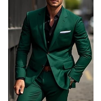 Green Men's Wedding Suits 2 Piece Solid Colored Christmas Wear Tailored Fit Single Breasted Two-buttons 2023 Lightinthebox Green Men's Wedding Suits 2 Piece Solid Colored Christmas Wear Tailored Fit Single Breasted Two-buttons 2023 Lightinthebox