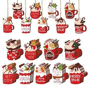 18pcs Wooden Christmas Red Cocoa Cups And Colorful Desserts Theme Party Gathering Holiday Tree Hanging Celebration Home Decorations Christmas Tree Decor Christmas Decor Christmas Tree Ornament Decor Christmas Decorations 2023 Lightinthebox
