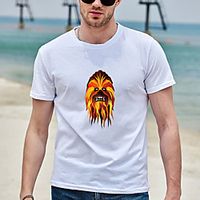Men's Unisex Tee T shirt Hot Stamping Graphic Prints Lion Plus Size Print Short Sleeve Casual Tops Cotton Basic Designer Big and Tall White miniinthebox - thumbnail