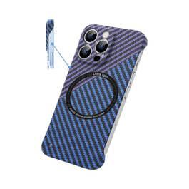 Merlin Ultra-Thin Carbon Fiber Magnetic IPhone 15 Pro MagSafe Cover Case, Blue (MLN-418262)