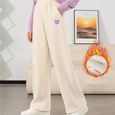 Kids Girls' Trousers Heart Active School 7-13 Years Fall Black Beige Lightinthebox