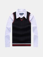 Casual Knitted Sweater Slim Fit V-Neck Cotton Sleeveless Vest For Men