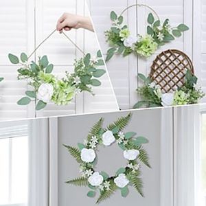Simulated Hydrangea Rose Flower Wreath Eucalyptus Leaf Pendant Suitable for Wedding Party DIY Craft Decoration miniinthebox