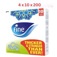 Fine Facial Tissues Fluffy, 2 Ply - 4 x 10 x 200 Sheets