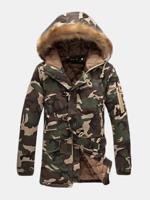 Thicken Camo Furry Hood Padded Jacket - thumbnail