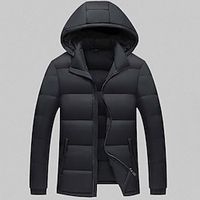 Men's Puffer Jacket Winter Jacket Quilted Jacket Winter Coat Cardigan Windproof Warm Going out Casual Daily Hiking Pure Color Outerwear Clothing Apparel Dark Grey Black Dark Navy miniinthebox - thumbnail