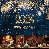 Wall Art Canvas Happy New Year Prints and Posters Pictures Decorative Fabric Painting For Living Room Pictures No Frame Lightinthebox - thumbnail