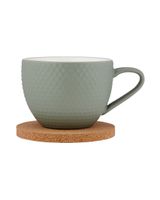 Ladelle Abode Textured Sage Mug and Coaster Set