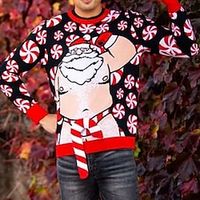 Men's Ugly Christmas Sweater Pullover Sweater Jumper Knitwear Ribbed Knit Knitted Santa Claus Crew Neck Fashion Streetwear Christmas Daily Wear Clothing Apparel Fall  Winter Navy Blue Red  White S Lightinthebox - thumbnail